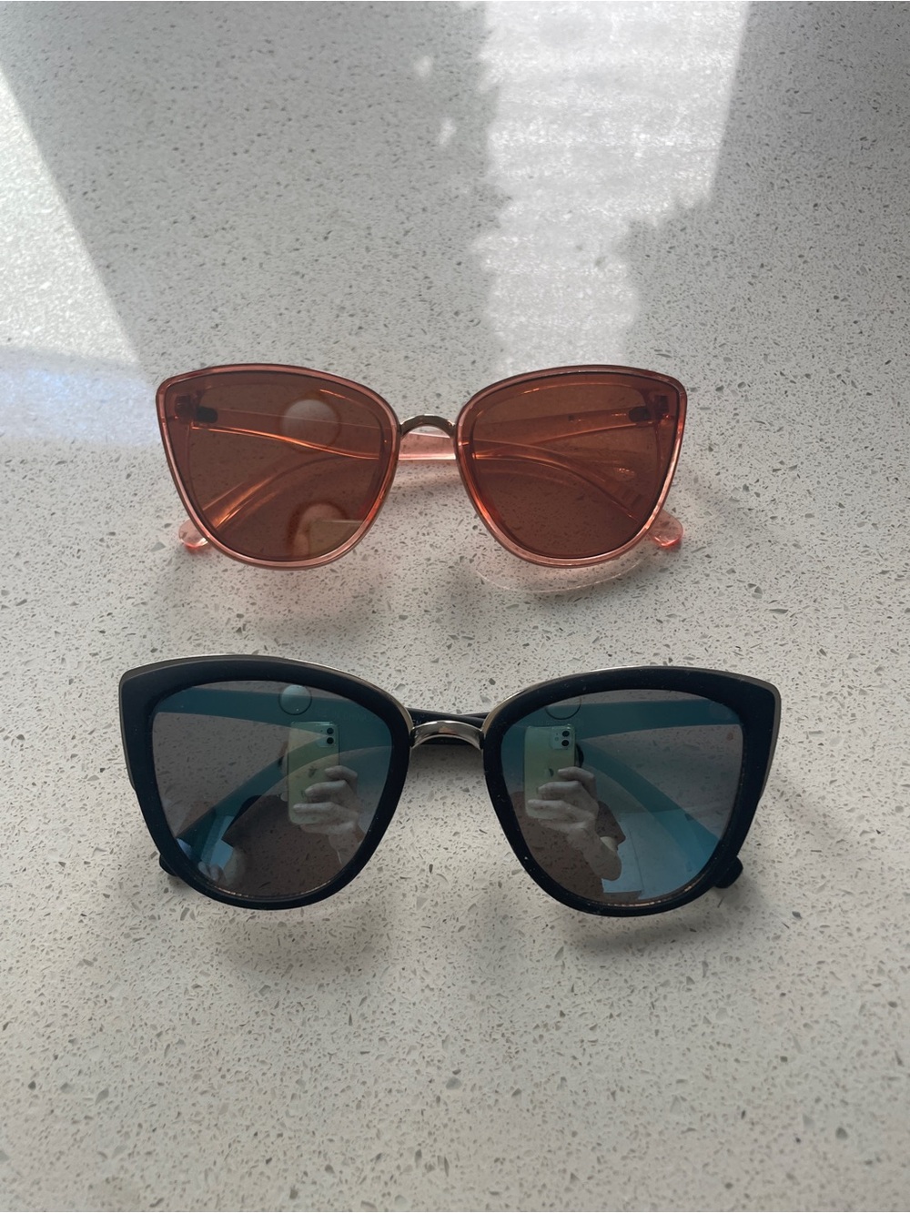 Cat-Eye Sunglasses Duo — Rose Pink & Blue Frames